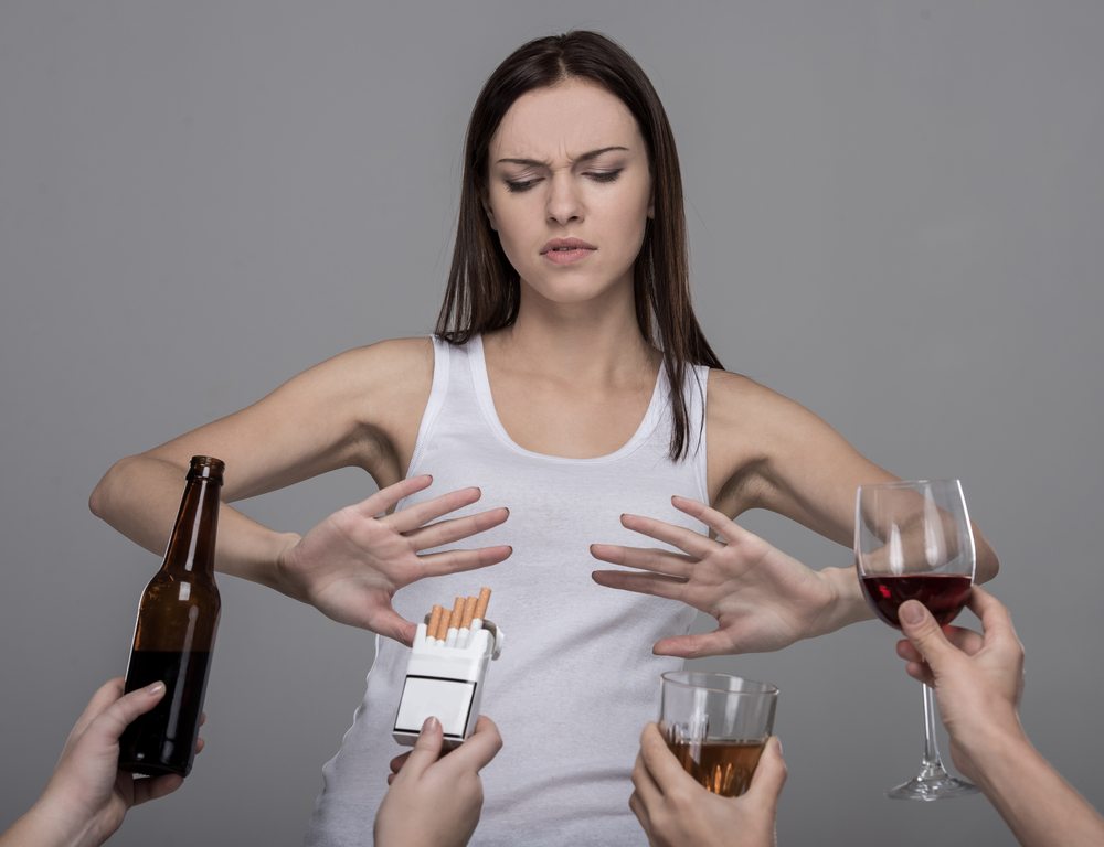 A woman overcoming alcohol abuse